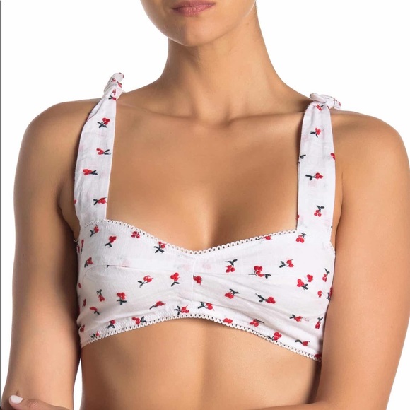 Free People Tops - Free People Britt Cherry Embroidered Bralette NWT